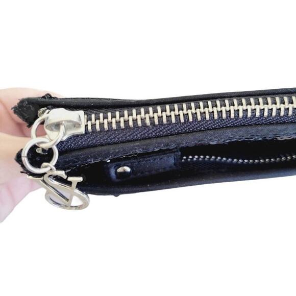 Victoria Secret Sequin Clutch Purse Black Silver Double Zip Pockets Sparkly Glam - Picture 3 of 6